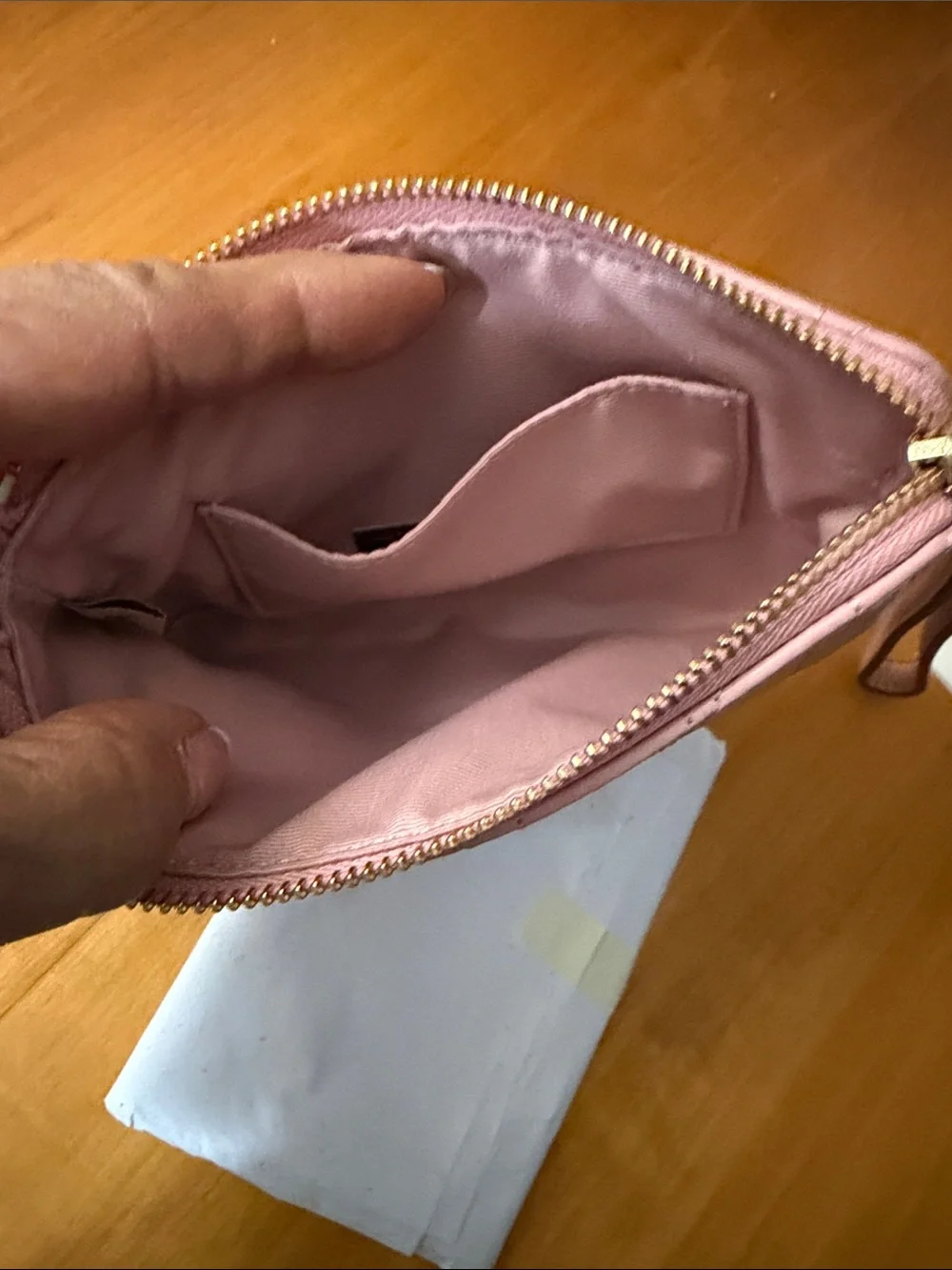 Coach Quilted Wristlet in Light Pink with Gold Hardware